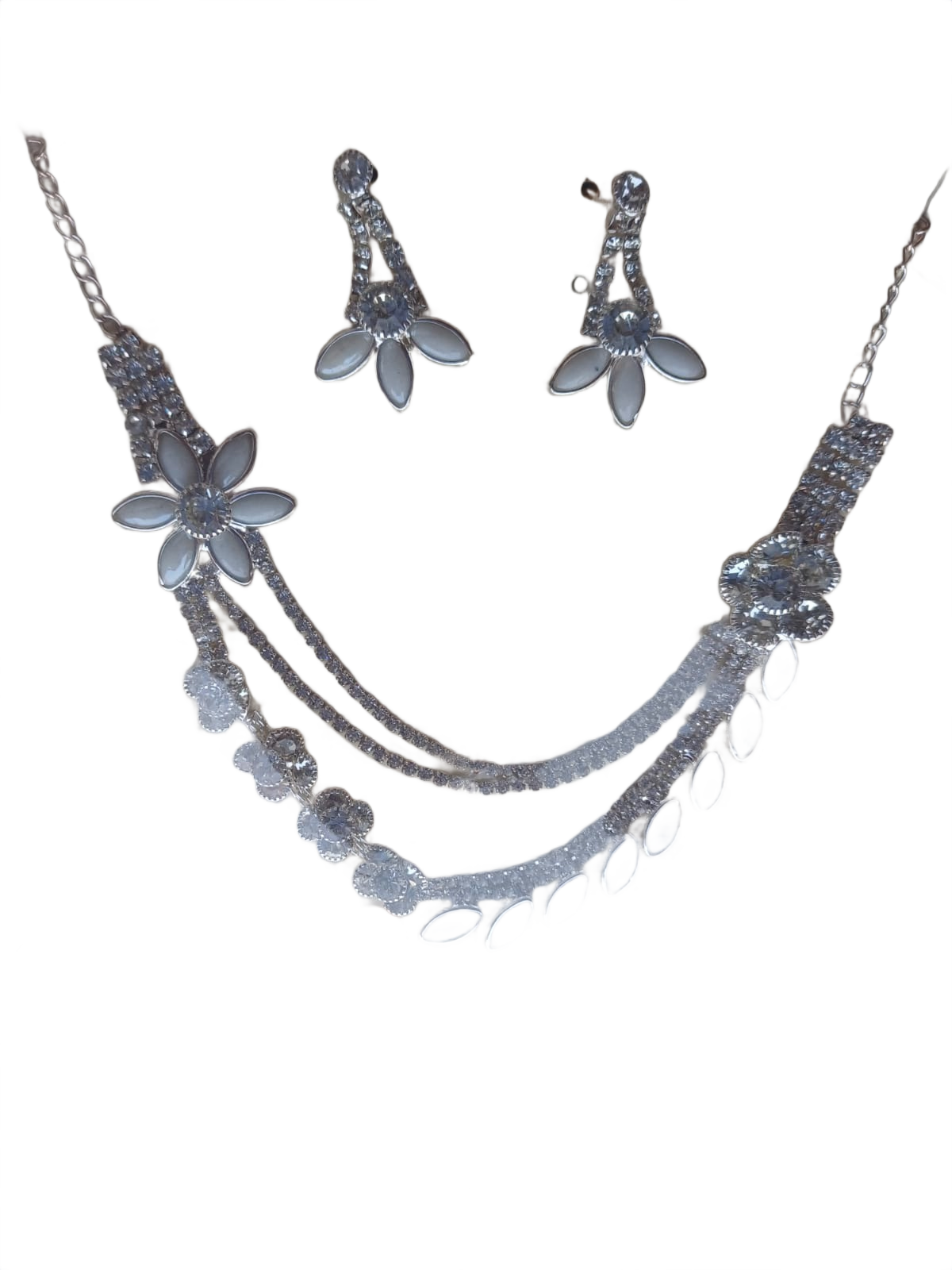 White Crystal Fancy Necklace Set