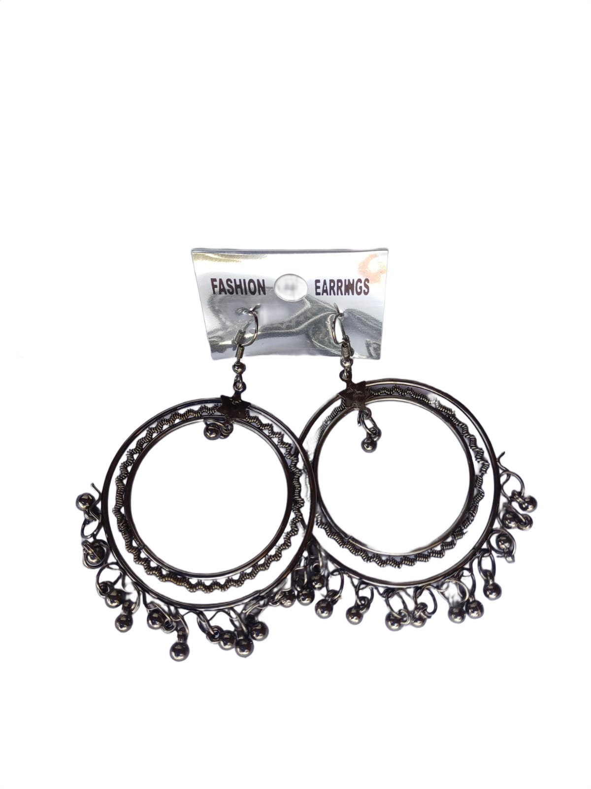 Oxidized Circular Dangler Earrings - Image 2