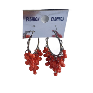 Red Beaded Hoop Earrings