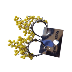 Yellow Beaded Hoop Earrings