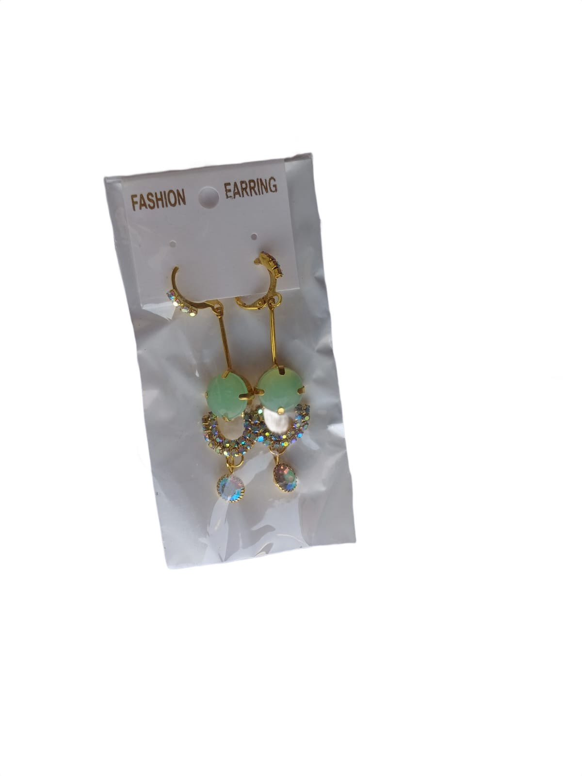 Mint Stone Crystal Drop Earrings - Image 2