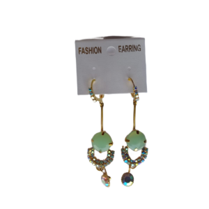 Mint Stone Crystal Drop Earrings