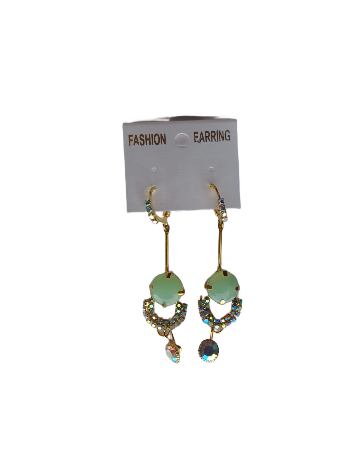 Mint Stone Crystal Drop Earrings