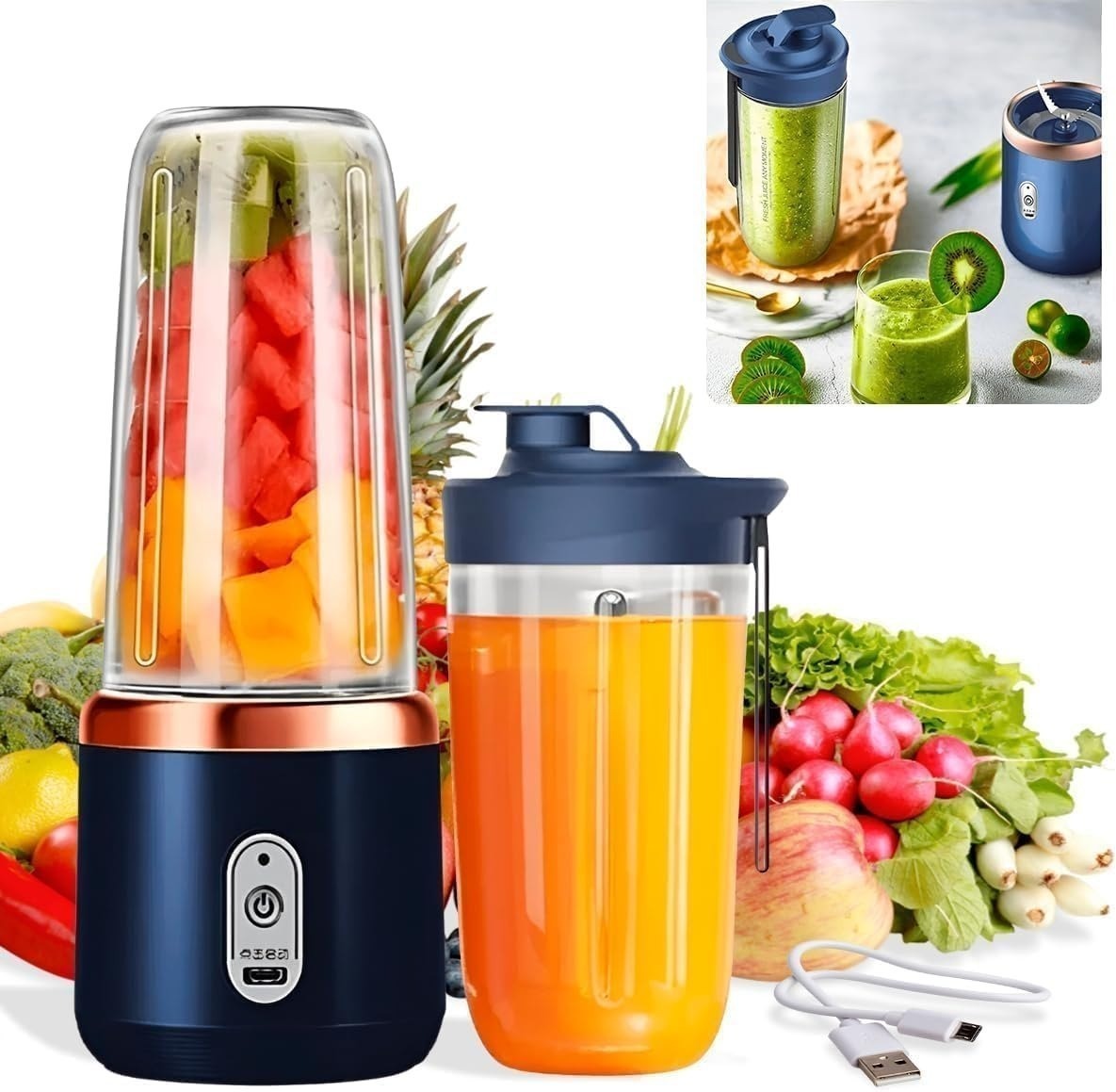 Portable Smoothie Blender Bottle