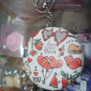 Round Mini Mirror Pouch Keychain
