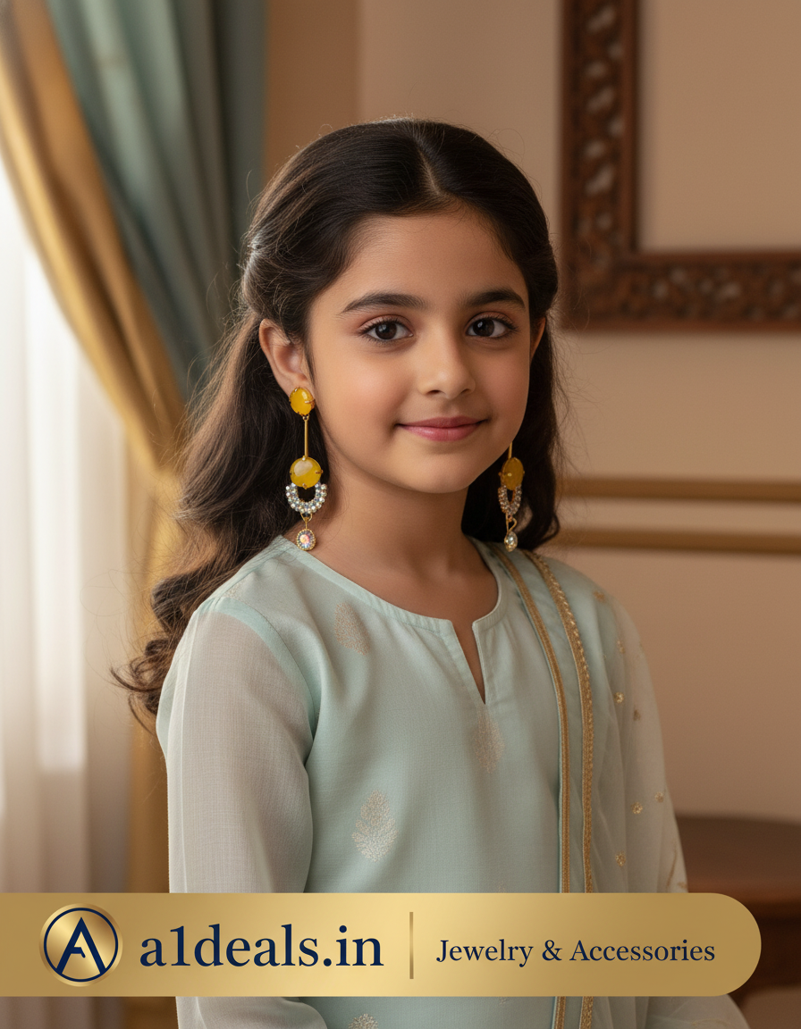 Yellow Stone Dangler Earrings