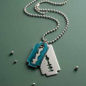 Dual Blade Pendant Chain (Stylish Razor Design Necklace