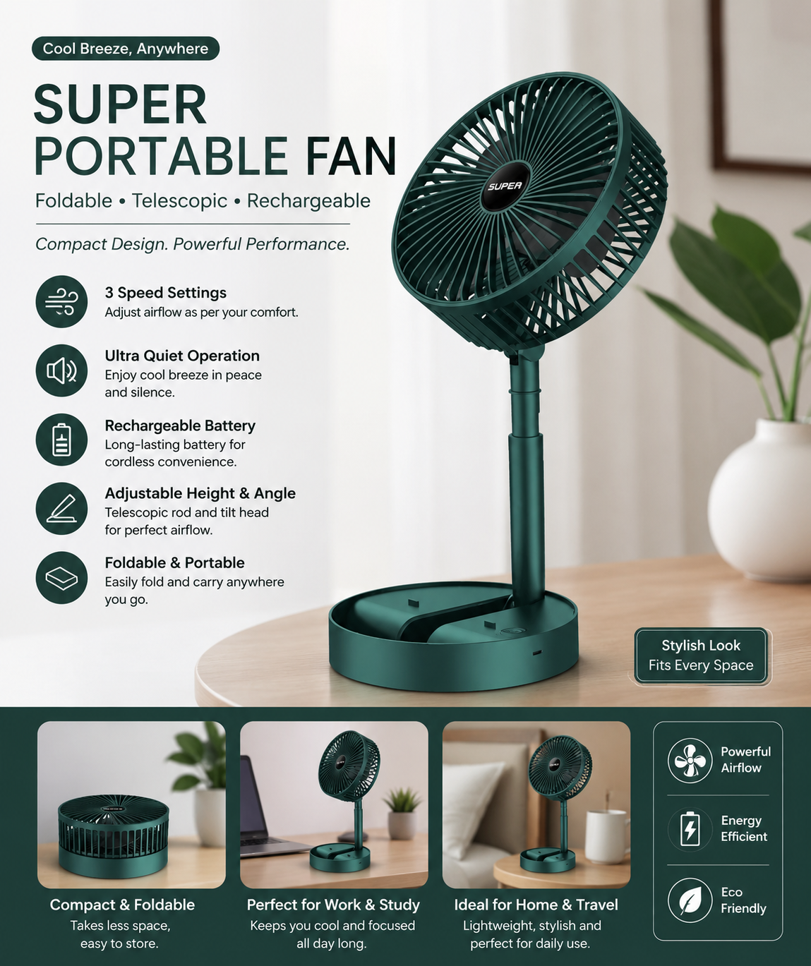Super Portable Foldable Fan - Image 3