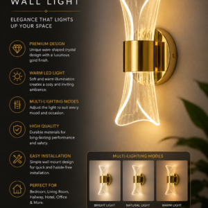 Luxury Wave Crystal Wall Light