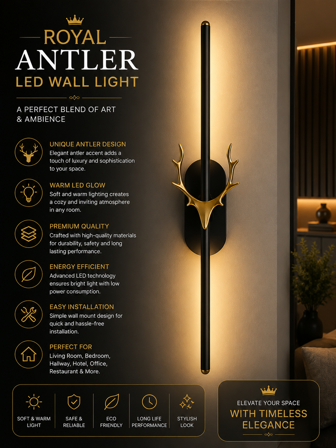 Royal Antler LED Wall Light