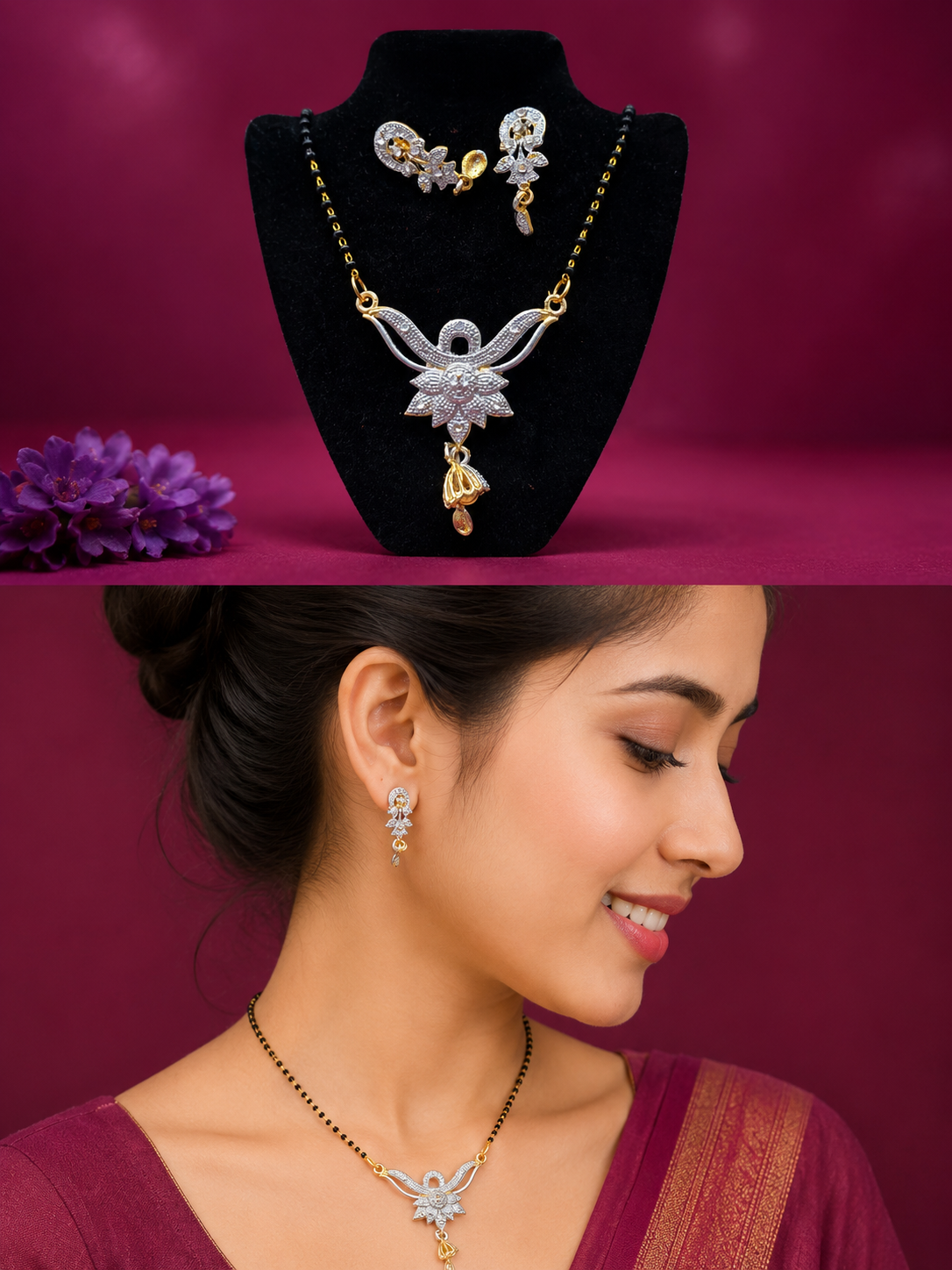 Lotus Pendant Mangalsutra Set