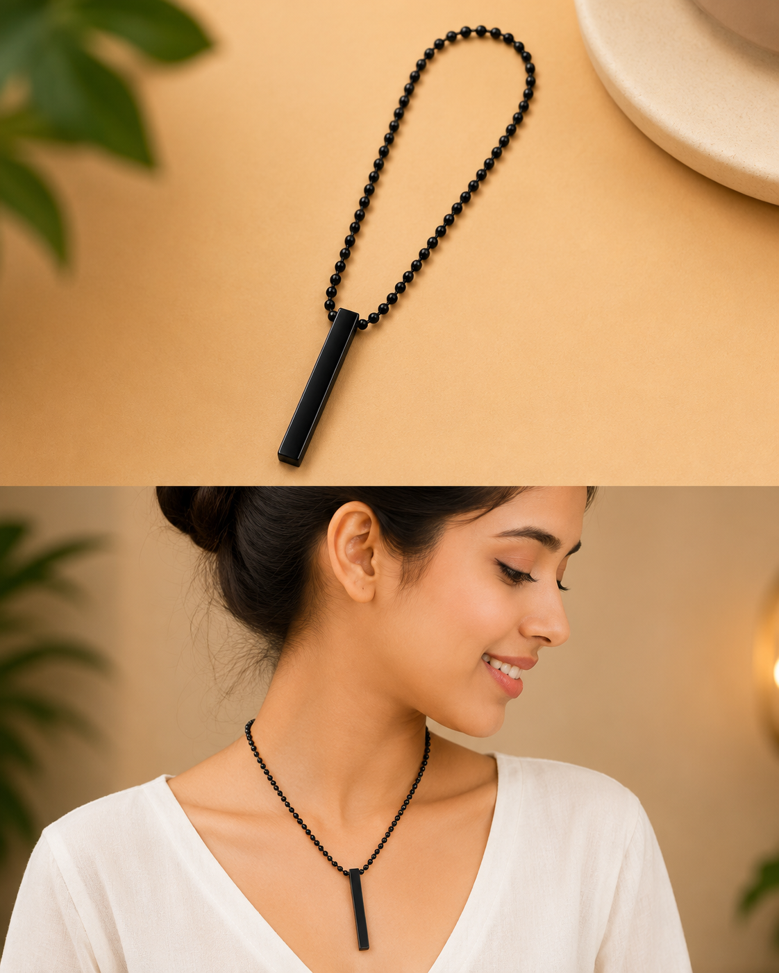Black Beaded Minimal Chain