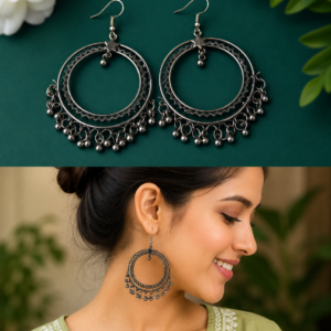 Oxidized Circular Dangler Earrings