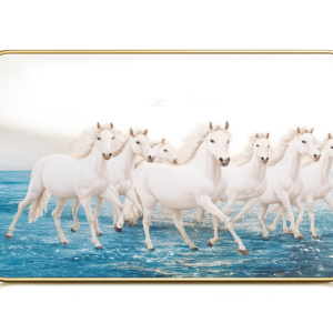 Running White Horses Wall Art Frame (Premium Decorative Panel)