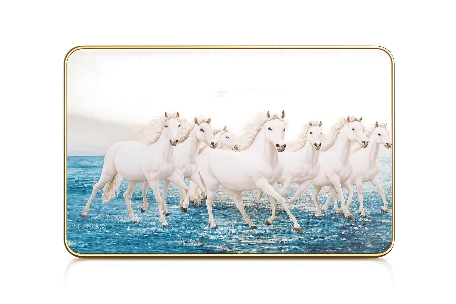 Running White Horses Wall Art Frame (Premium Decorative Panel)
