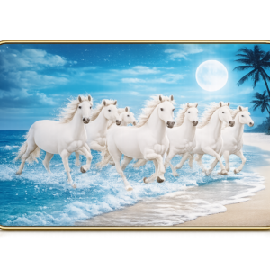 7 Running White Horses Beach Wall Art Frame (Luxury Design)