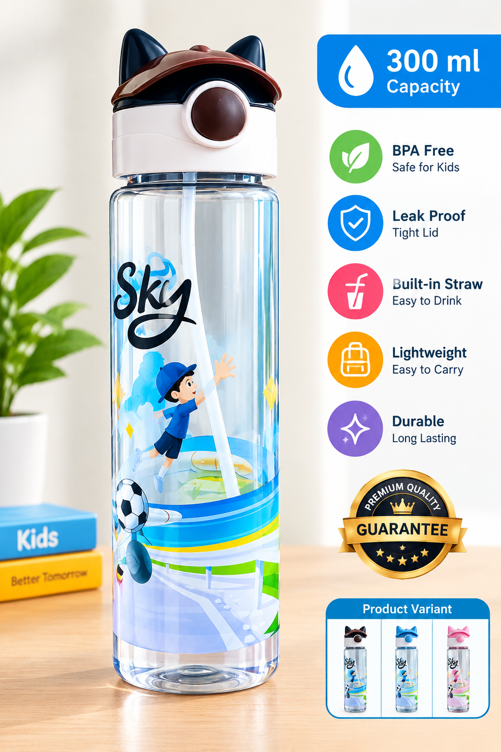 Water Bottle with Straw